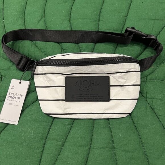 ALOHA Collection Handbags - Aloha Collection White Black PinStripe Hip Pack